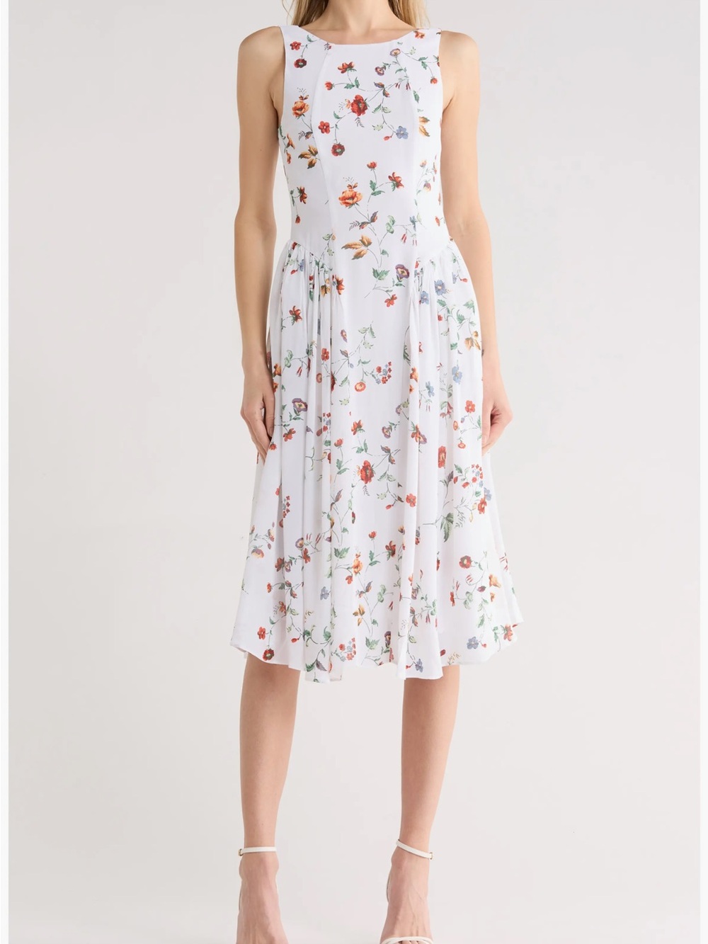 EDIT Jason Wu White Floral Fit & Flare Midi Dress Size 2